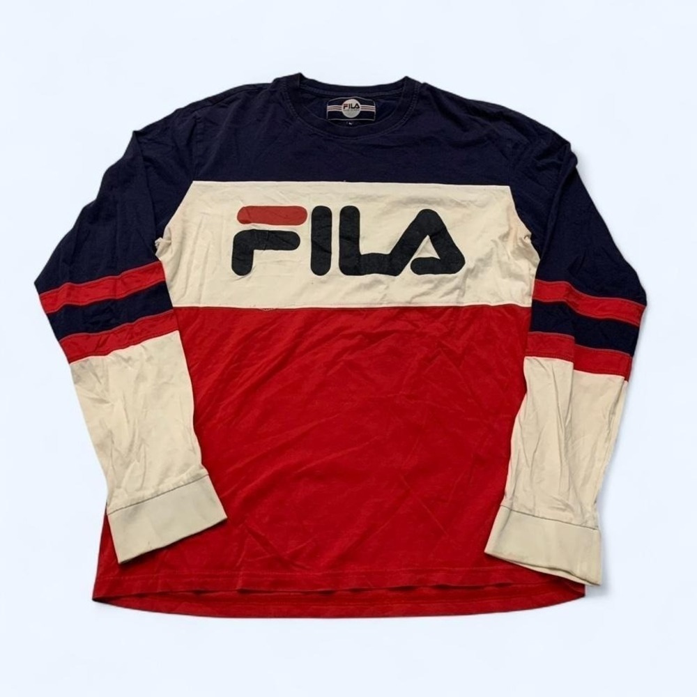 Vintage FILA Colorblock Long Sleeve T-Shirt Sz L